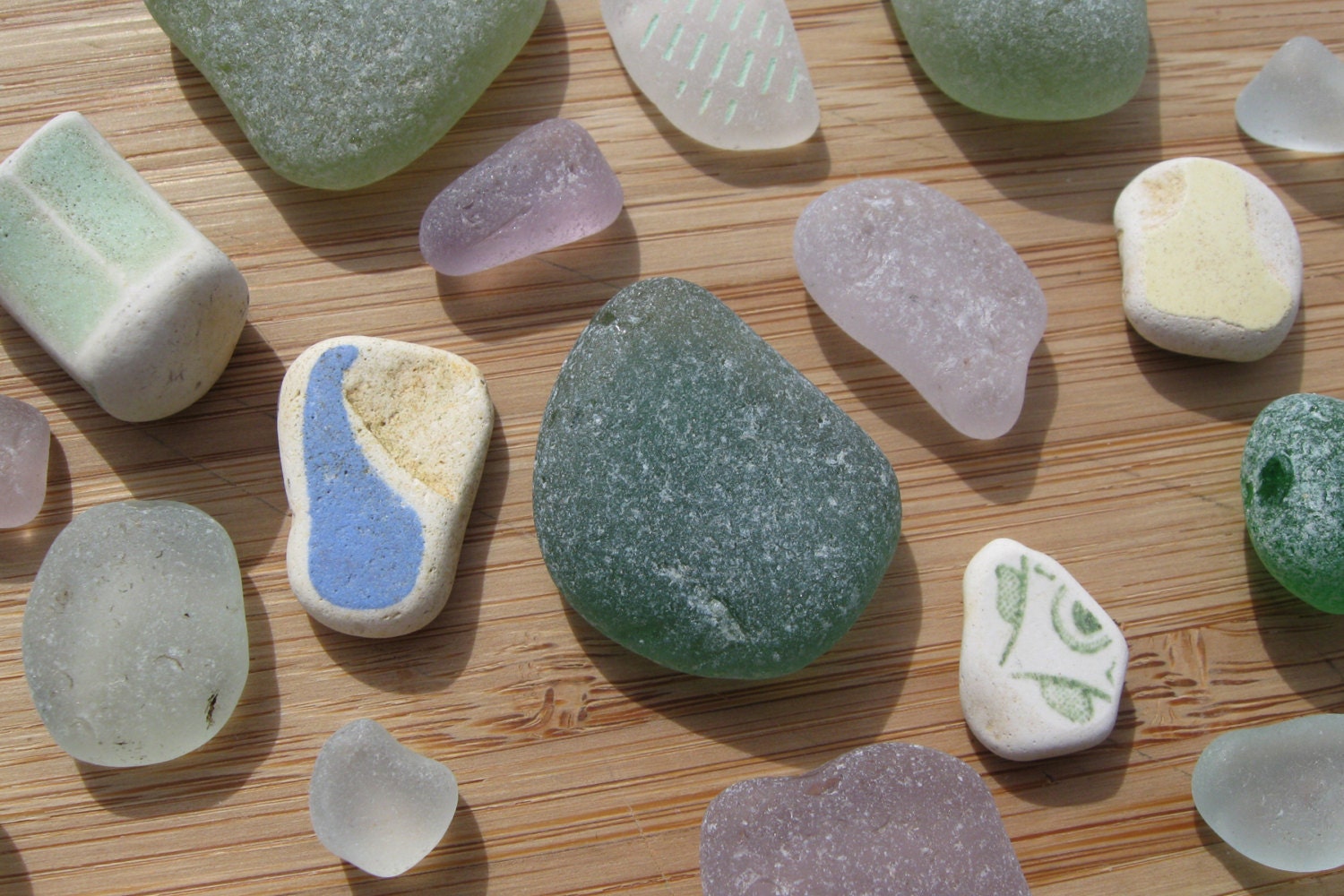 Genuine Surf Tumbled Spring Pastel Mix of Sea Glass and Pottery Pieces
