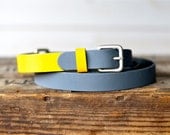 Leather Belt Grey and Yellow  / Women leather belt / Nautical Leather Belt