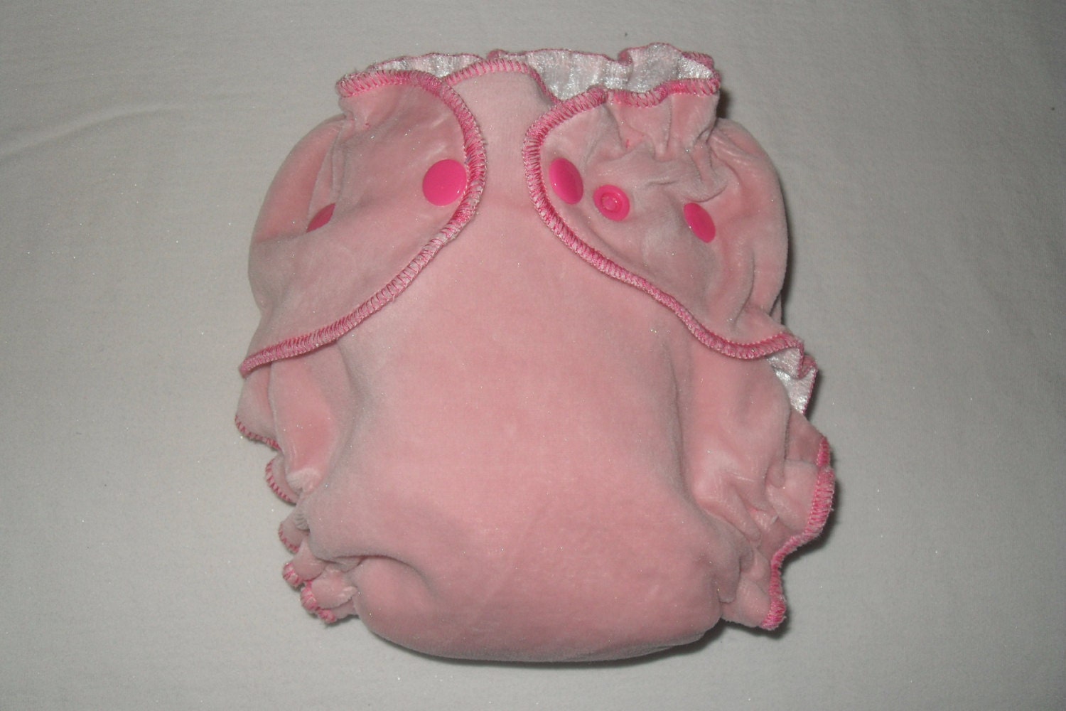 Light Pink cotton velour fitted diaper with snaps