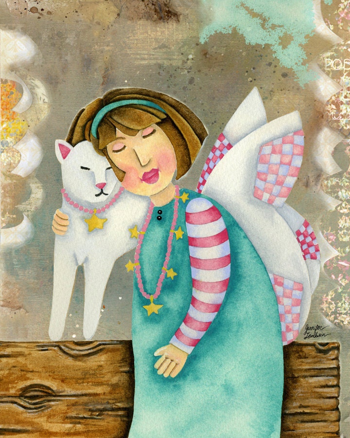 Art Print 11x14. Angel Kitty