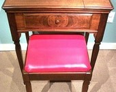 Singer No 40 walnut sewing machine stool - vintage 1940's