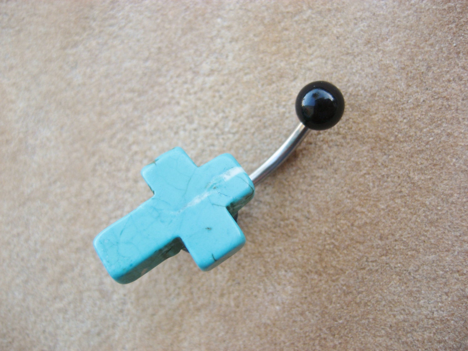 Turquoise Cross Belly Button Stud Jewelry Ring Bar Barbell Navel Piercing Bellyring