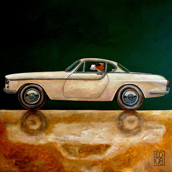 060 Volvo P1800 - signed and numbered giclee print - 14 x 14 cm / 5.5 x 5.5 inch