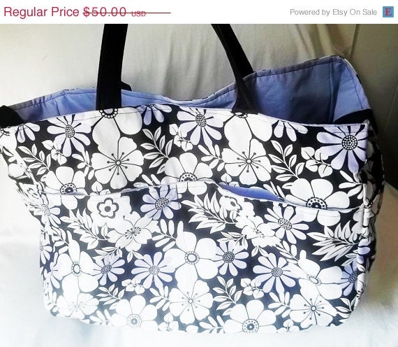 Weekend Sale - Large Travel Bag - Flower print Weekender - Lavendar handmade tote - Made to Order