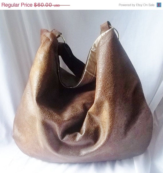 Weekend Sale - Hobo purse - brown ultra suede handbag - Vegan slouch bag - Made to Order