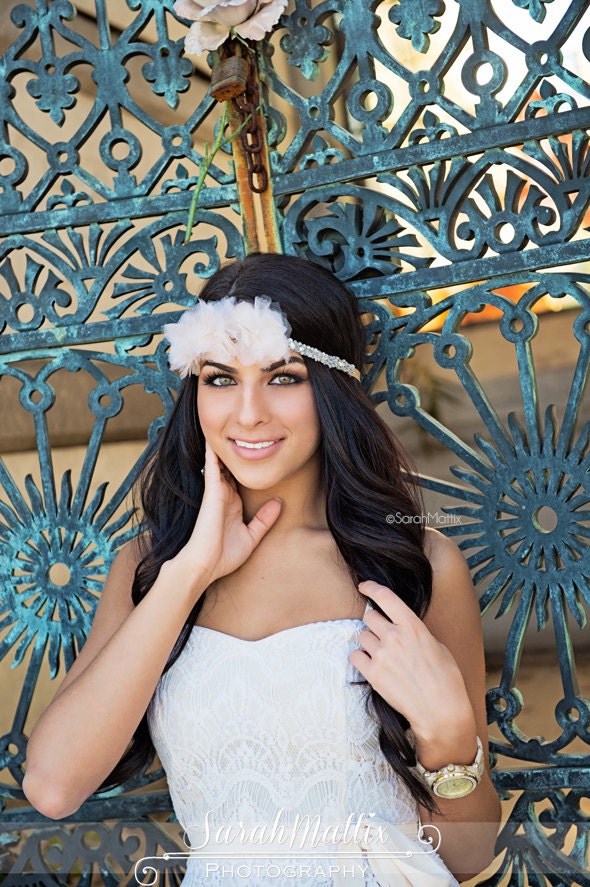 Rhinestone Halo Silk Blush Flower Belt Bridal Headpiece