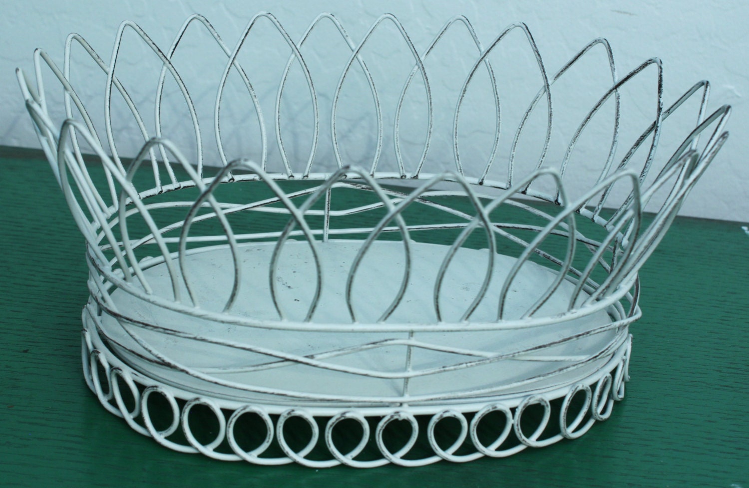 Shabby French White Wire Metal Fruit Basket Very Unique