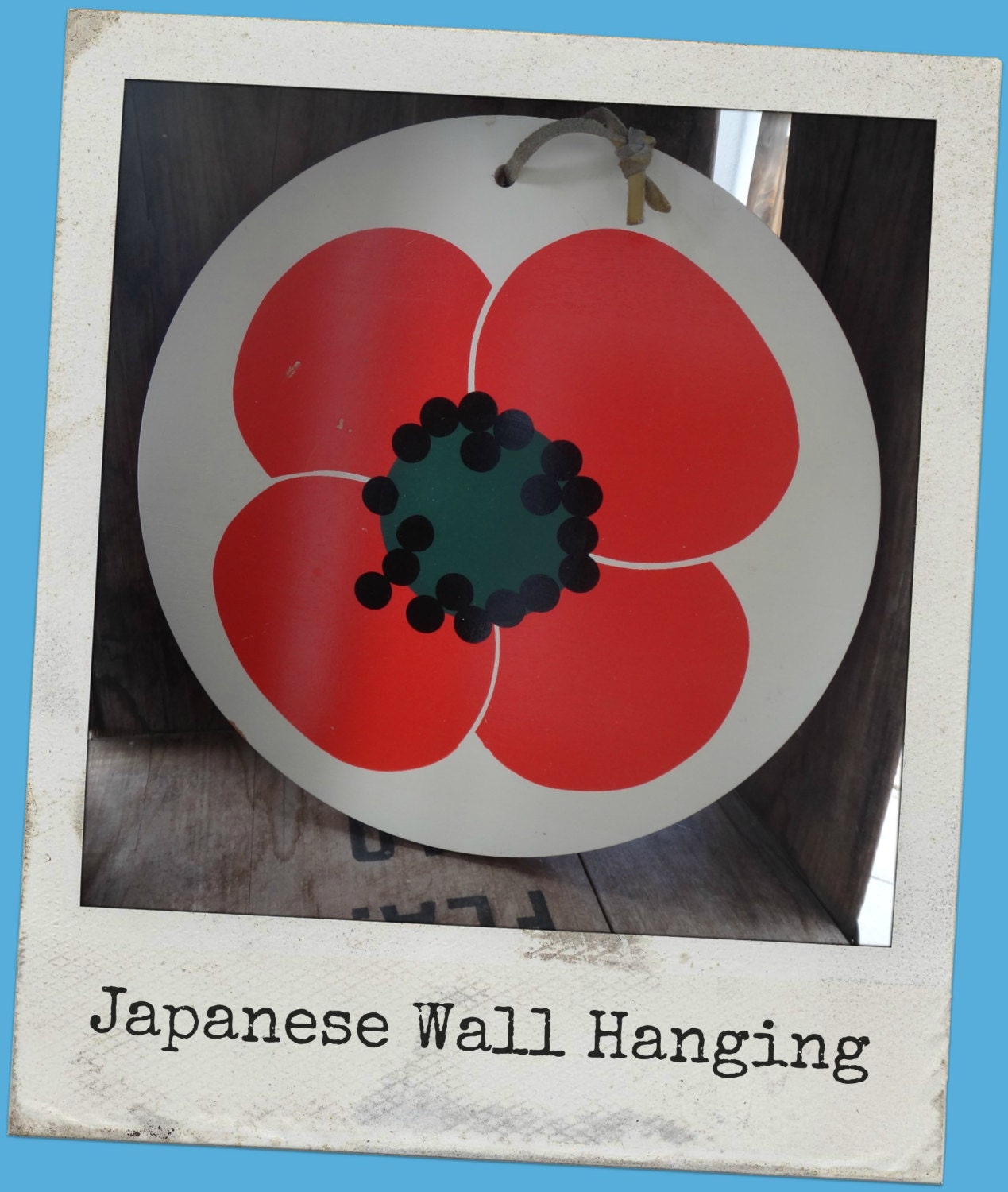 Retro Poppy Wooden Wall Hanging via Japan