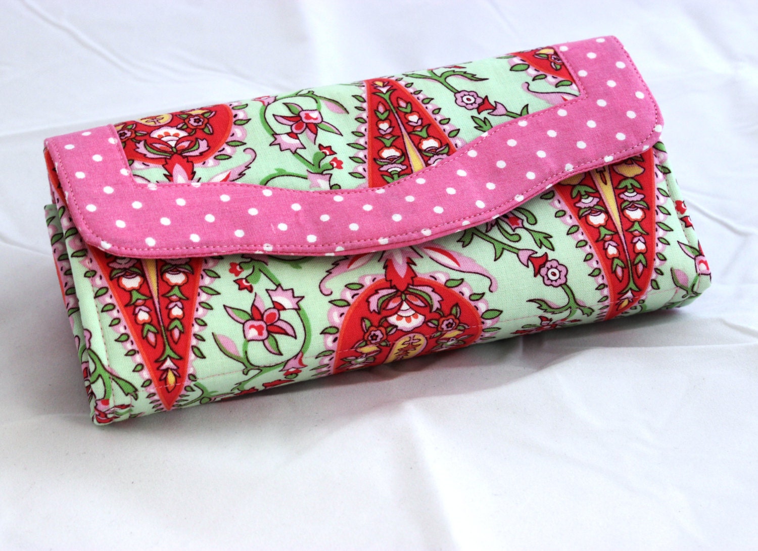 Amy Butler Wallet Purse Emmaline Necessary Clutch in pink and green