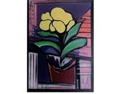 FEED ME SEYMOUR, Floral Still Life Painting, Abstract Art, Surreal, Little Shop of Horrors, Yellow Flower, Small Modern Art, by Will Wieber