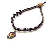 Grateful Dead Steal Your Face - Jerry Bear - Purple Hemp Anklet