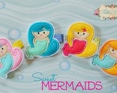 Mermaid Felt Hair Clip - Embroidered -Choose your color - non slip - made to match Girlfriends Mermaid fabric