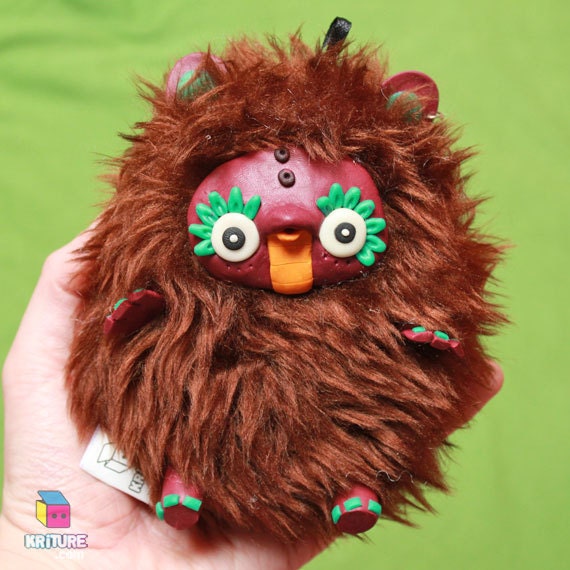 Yeti Monster Plush Toy Creepy Cute Monster Polymer Clay Soft Sculpture Soft Owl Bird Creature - Sasquatch Softie - Kriture no.80