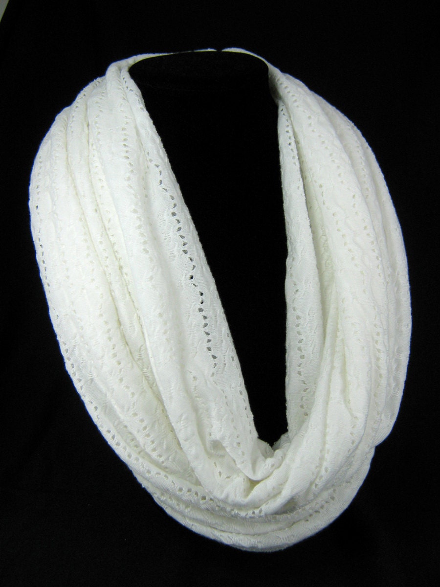 Textured Jersey Knit Infinity Scarf -  Ivory Knit