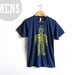 UNISEX - Mens Quizzlezort the Robot Crew Neck Hand Stenciled Slouchy Rolled Cuffs Tee i0n Heather Navy - S M L XL 2XL 3XL