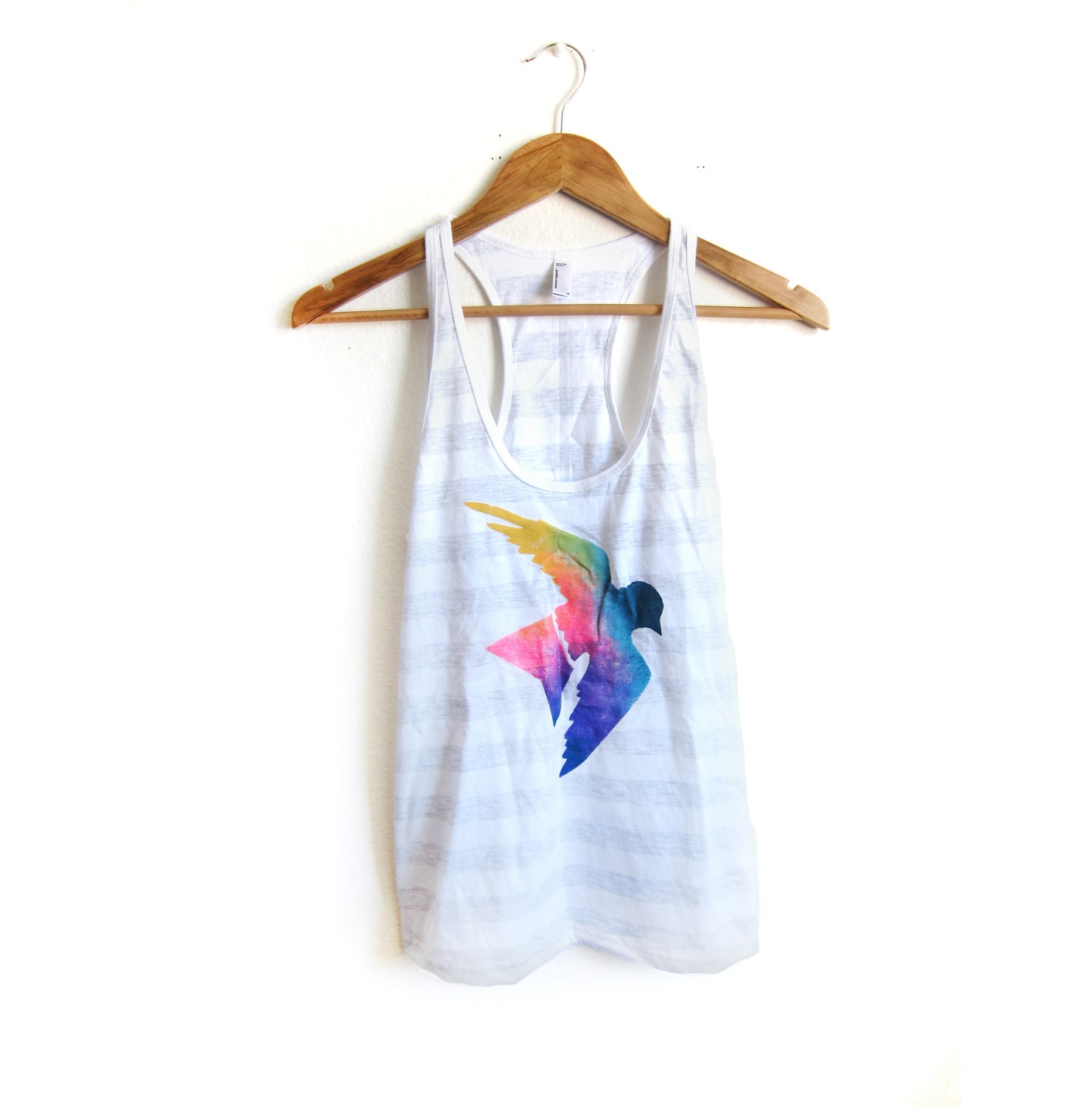 The Original "Splash Dyed" HAND PAINTED Heather Striped Sparrow Swing Tank Top in Spectrum Rainbow - XS S M L