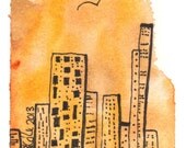 Original Watercolour ACEO - 'City Skyline'