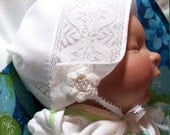 Handkerchief Christening Baby Bonnets - GARDEN PARTY LACE