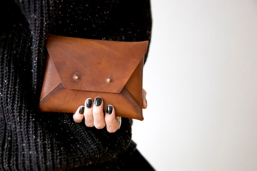 Distressed Leather Clutch