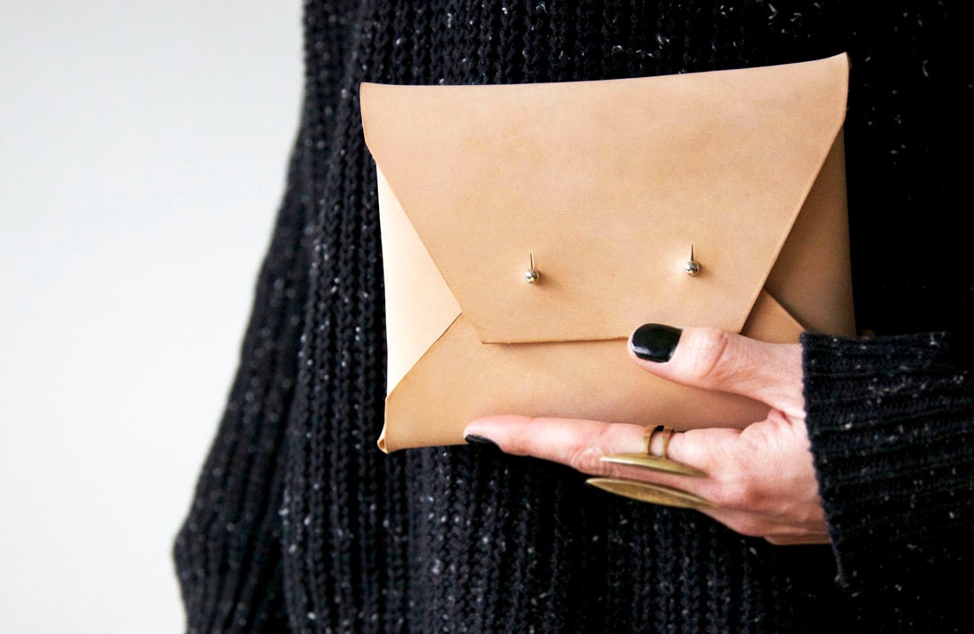 Natural Leather Clutch