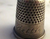 Antique Sterling Thimble Size 9 Engraved Bettie Craft Sew Quilt