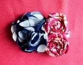 Girl's Rasperry and Navy Fabric Hairclip- 2013 Spring Collection from Mellon Monkeys
