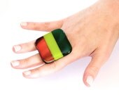 Statement Cocktail Ring Glass- big bold handmade - MIX IT UP - 1.8 inch