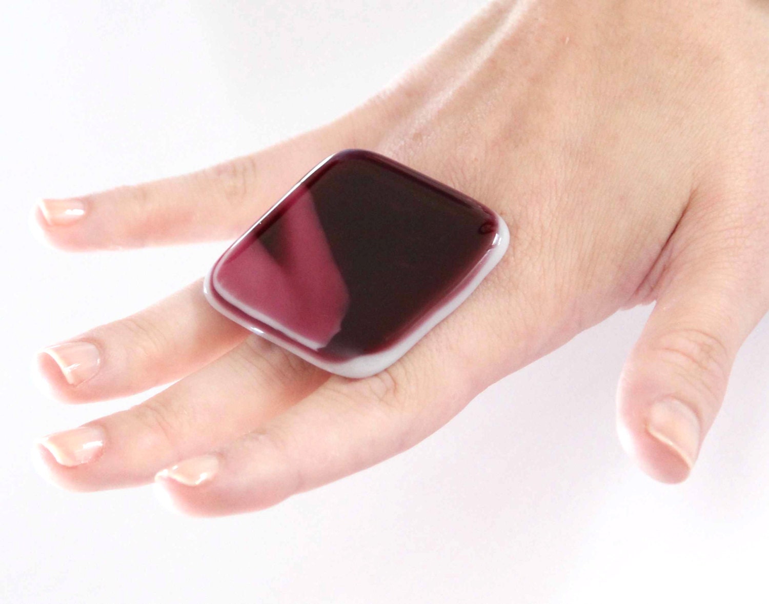 Glass Ring Trend Accessories 2013 - big bold oversize handmade statement cocktail ring -  DIVALICIOUS   1.8 inch