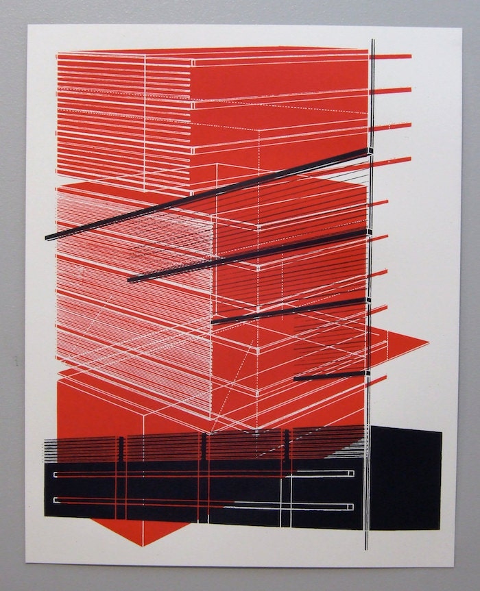 Solid red 1, multilayer 16 x 20 inch silkscreen print