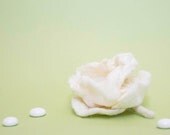 Woolen brooch White Roses  garden flower