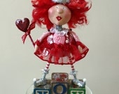 Whimsical Valentine Holiday Red Headed Pixie Collectible