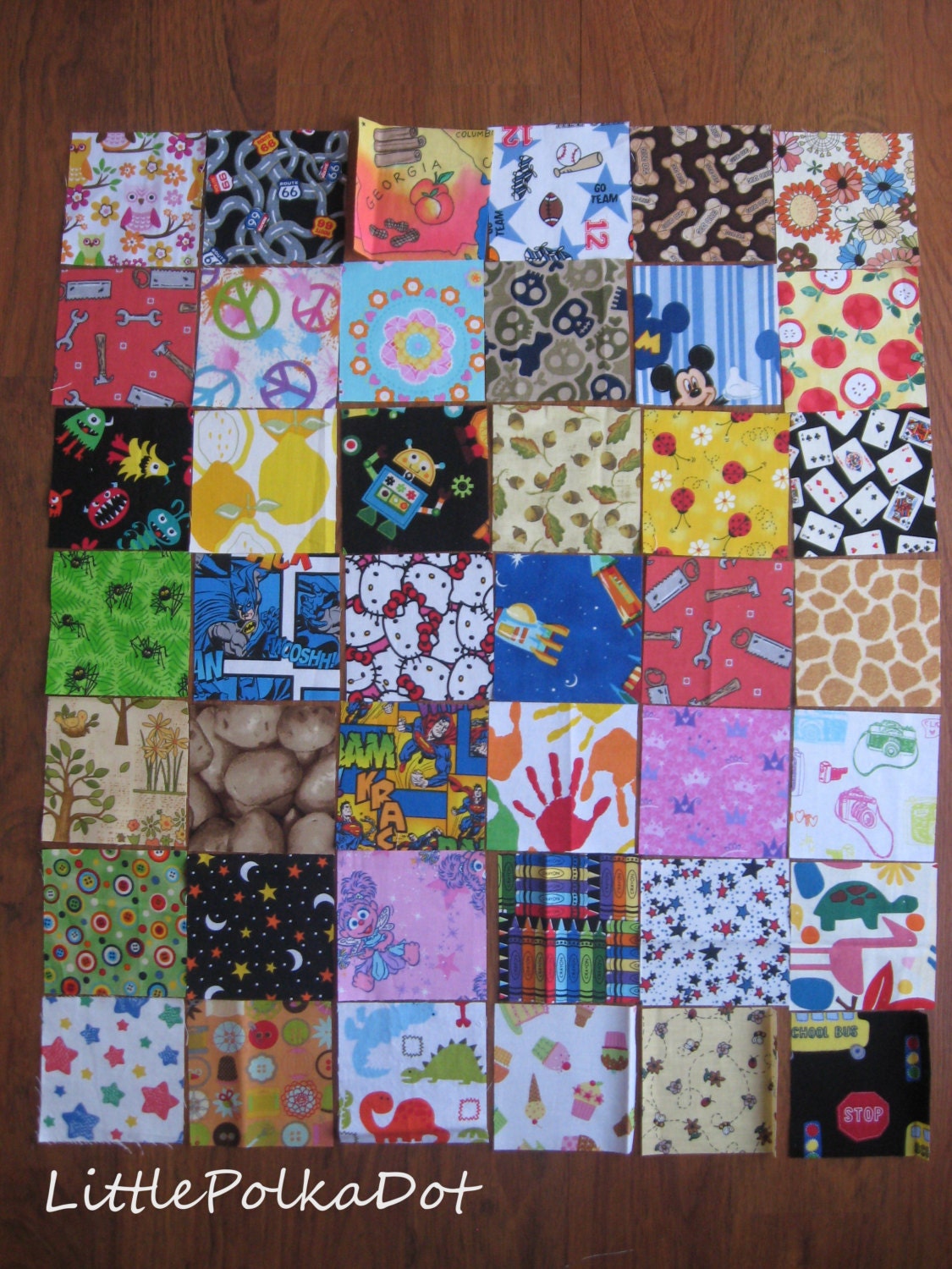 I-Spy fabric squares, 3 1/2 " fabric squares, set of 42, I Spy kit, FREE SHIPPING in USA