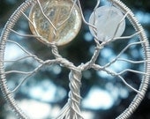 Sun and Moon Tree of Life Pendant - Recycled Sterling Silver, Citrine and Moonstone - Original Design by Ethora