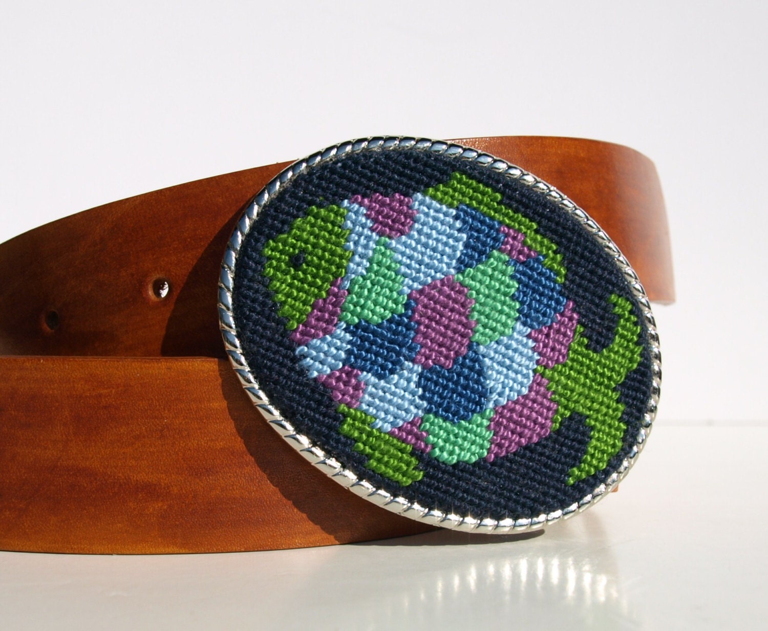 Needlepoint Bright Fish Belt Buckle