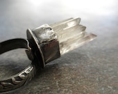 Raw Crystal Jewelry Quartz Point Statement Ring