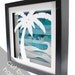 palm tree shadowbox- made from recycled magazines, beach, summer, waves