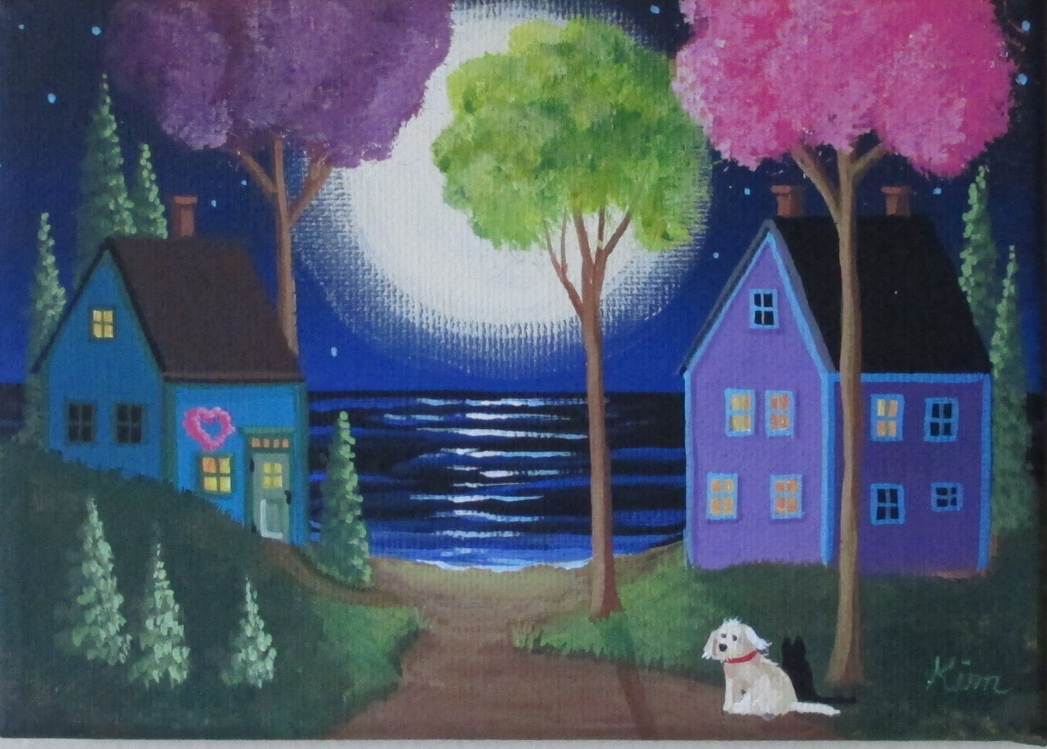 Misty Moon Folk Art Print