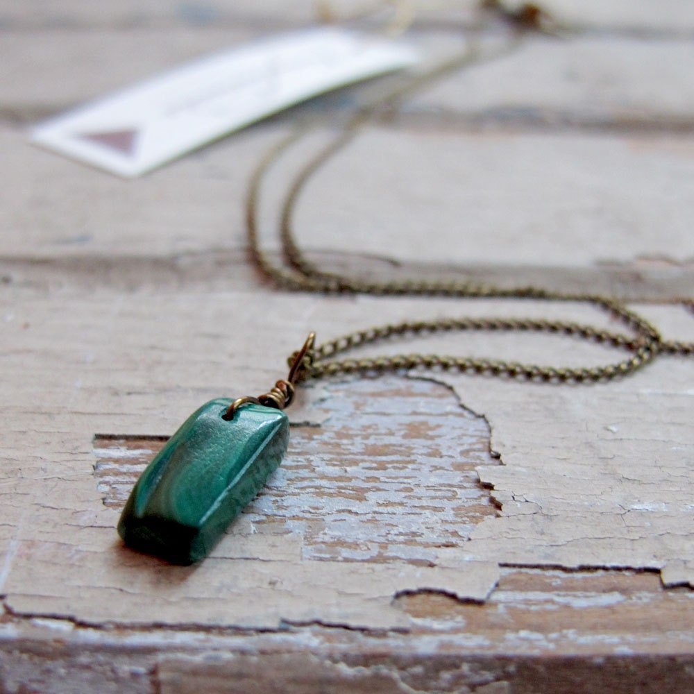 Travel - Hand crafted Brass and Stone Necklace - Artisan Tangleweeds Jewelry