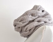 Knit Scarf Chunky Cowl Neckwarmer Mink Sparkle Metallic Pastel Gift for Her for Him Unisex