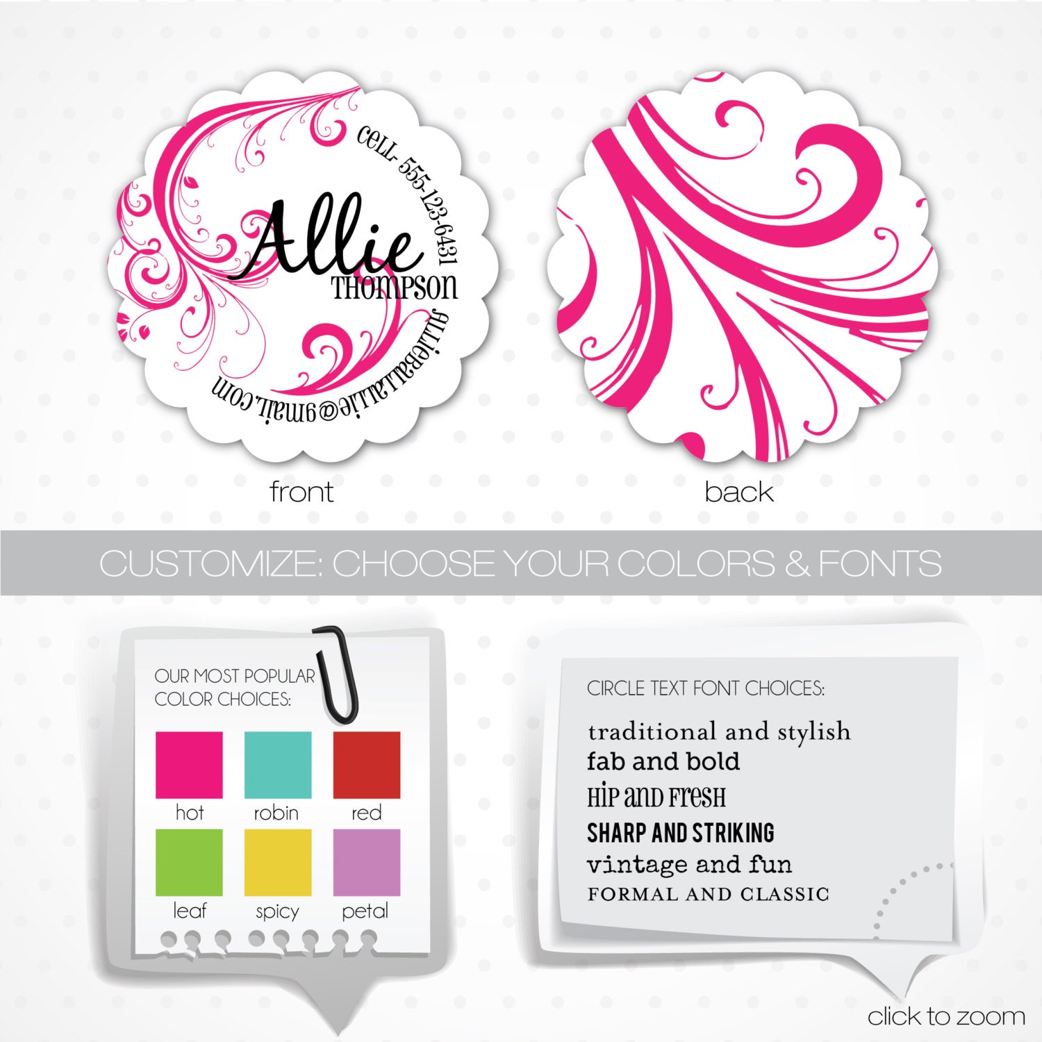 social cards, Swirl, hot pink - networking cards for moms, businesses, and blogs