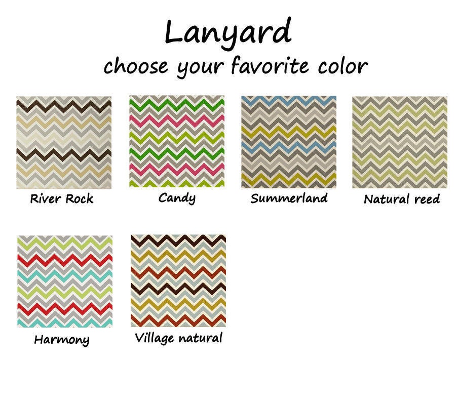 Lanyard  ID Badge Holder - CHEVRON - choose your favorite color  - Lobster clasp and key ring