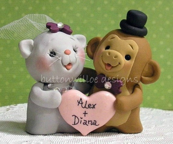 Handmade Custom  Animal Wedding Cake Topper