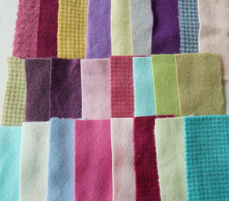 SALE Hand Dyed Felted Wool Scrap Bundle 314