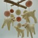Crib Mobile, A-Symetrical Lamb Mobile, Pinks and Cream, 5 Wooly Lambs, Driftwood