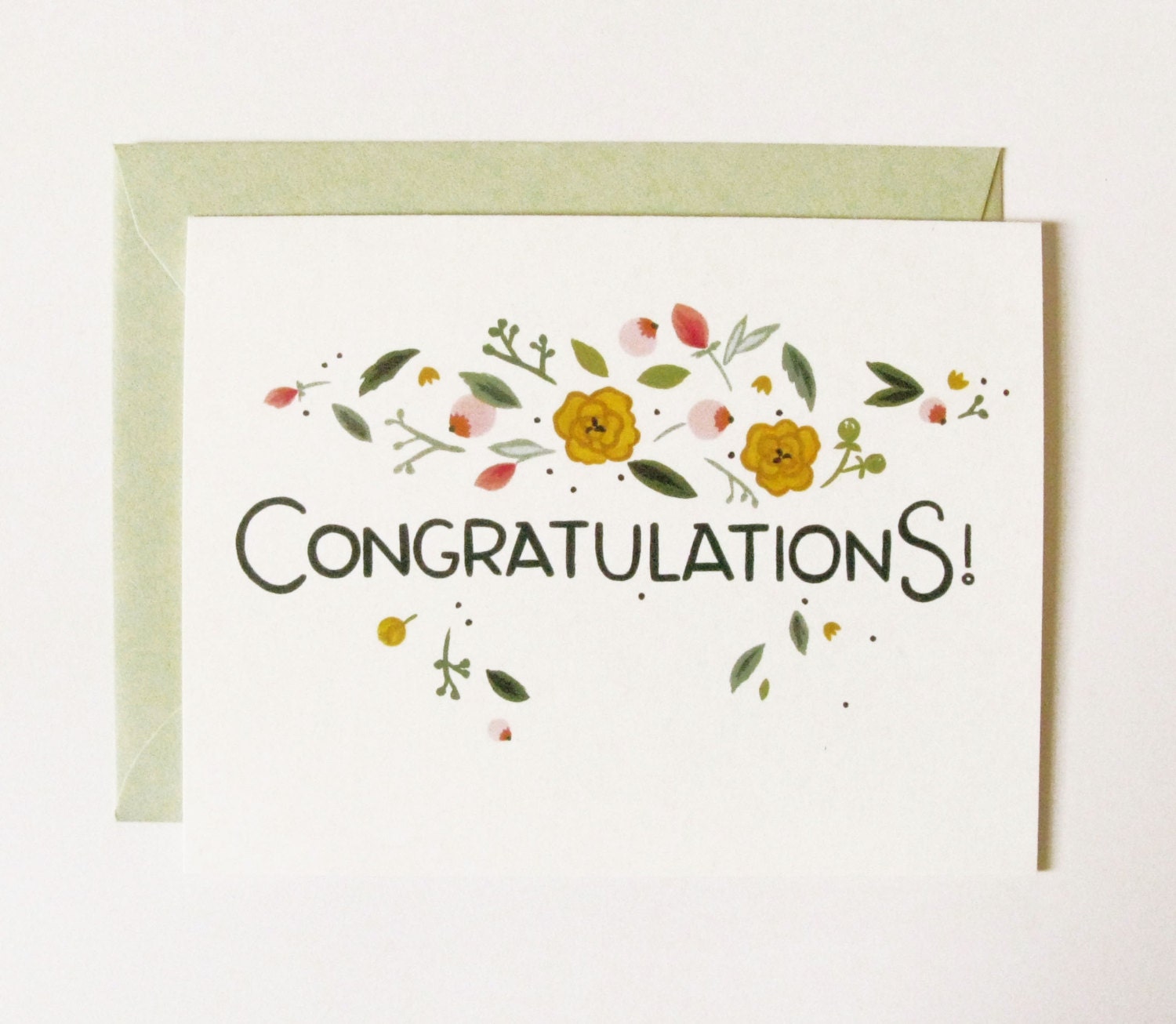 Flying Florals Congratulations Card (A2 size with matching envelope)