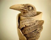Ghost Raven / Crow  Power Animal Sculpture Spirit Bird Original Clay