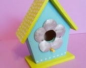 Steel Flower Mini Wooden Birdhouse
