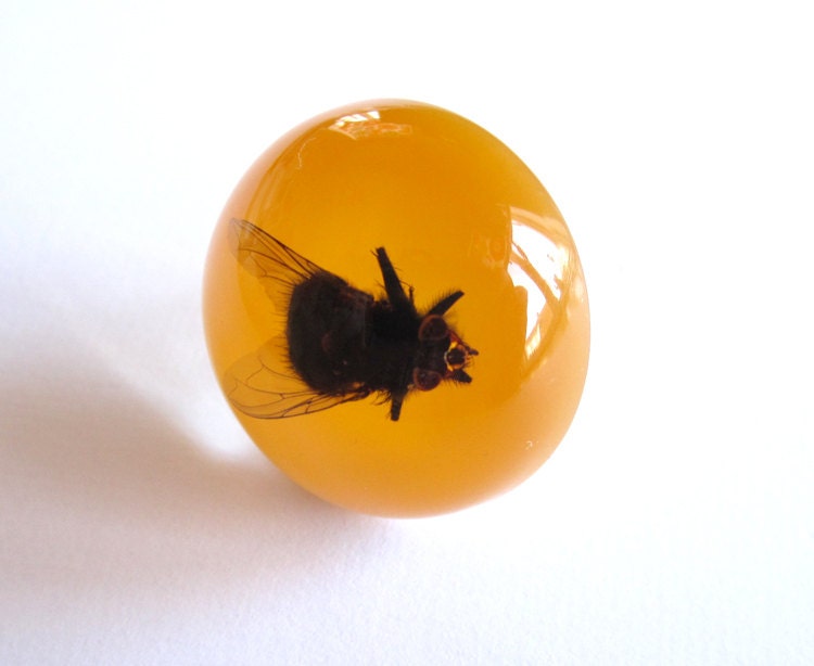 Big black Fly - Resin ring - Size M