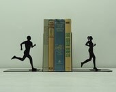 Running Couple Metal Art Bookends - Free USA Shipping