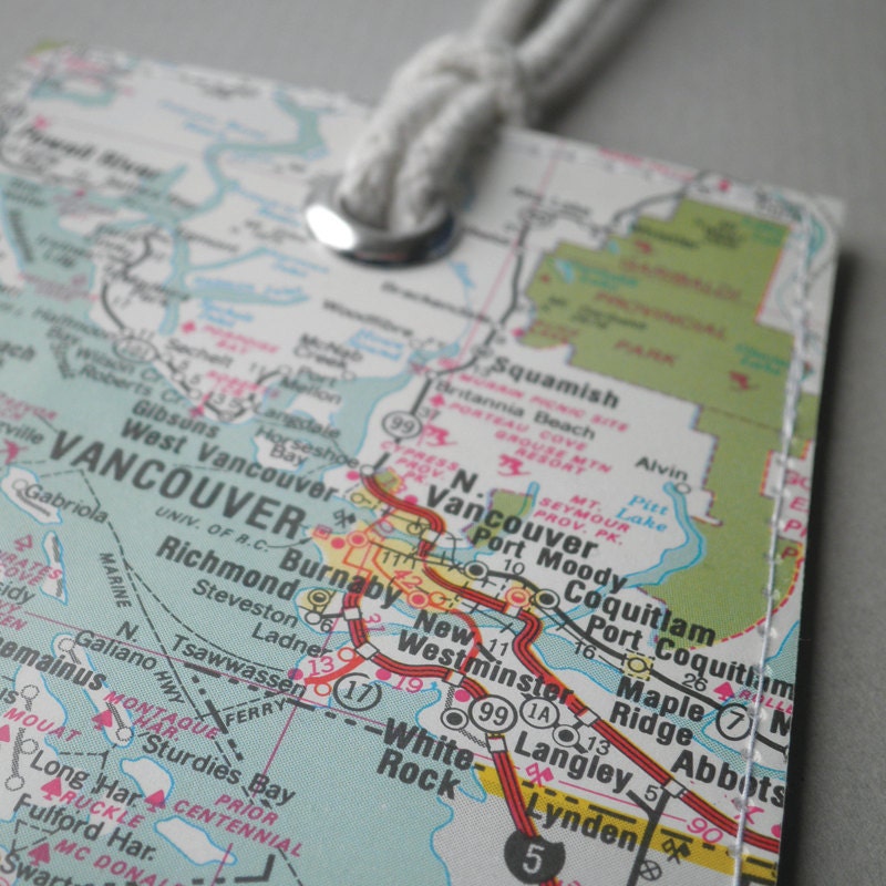 Vancouver luggage tag made with original map